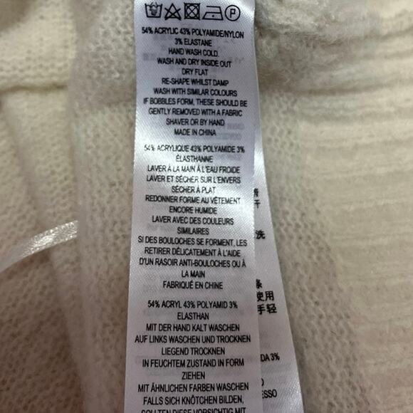 NEW French Connection Cream Gray Fair Isle Long Sleeve Turtleneck Sweater Top M - Picture 5 of 5